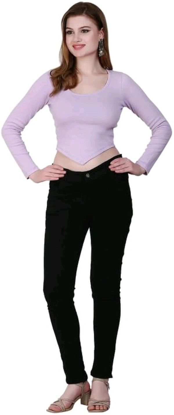 Ribbed deep Neck Crop top - Thistle, L