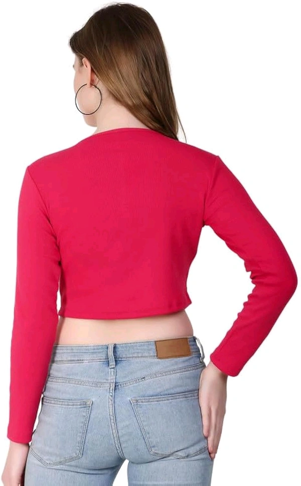 Ribbed deep Neck Crop top - Amaranth, L