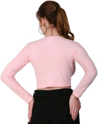 Ribbed deep Neck Crop top - Pink Flare, M