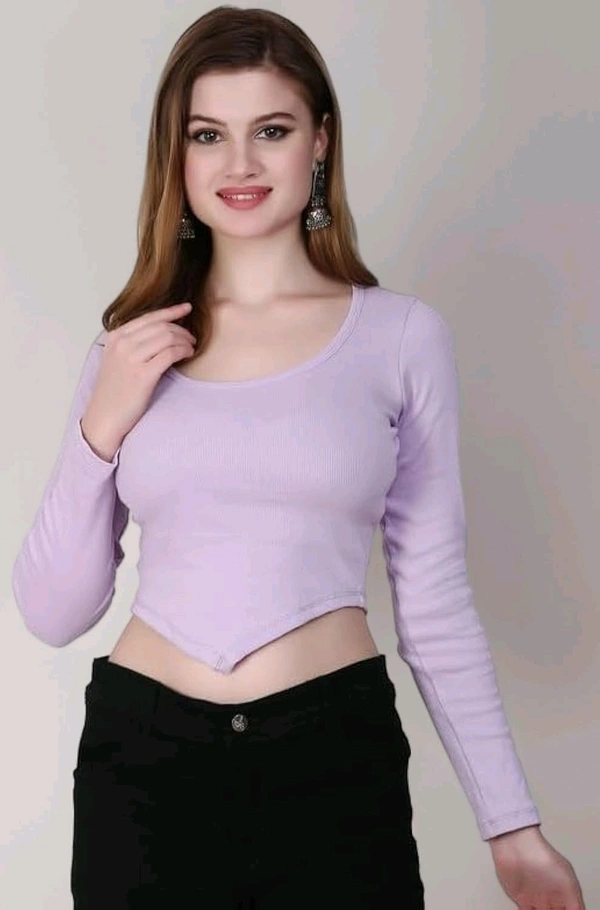 Ribbed deep Neck Crop top - Thistle, S