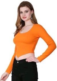 Ribbed deep Neck Crop top - Ecstasy, S
