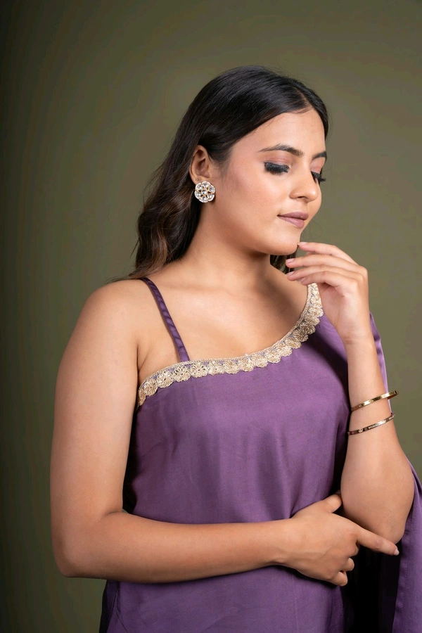 Mauve Indowestern gharara set - Old Lavender, M