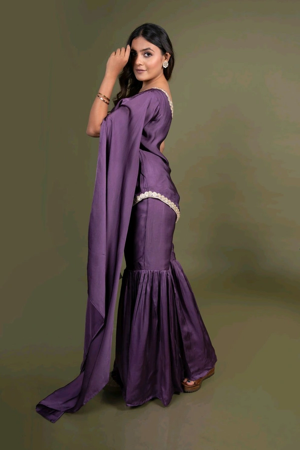 Mauve Indowestern gharara set - Old Lavender, XL