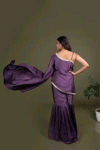 Mauve Indowestern gharara set - Old Lavender, XL