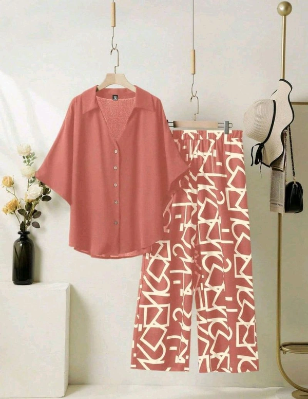 ELEGANT PINE GREEN TOP WITH GRAPHIC PALAZZO SET - Contessa, M