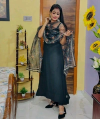 Black Top Bottom Duppta Set* - Black, S