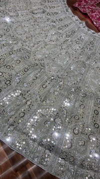 Grey Colour Designer Sequence Work On Premium Georgette Lehenga Choli - Free Size, Camouflage Green