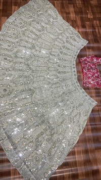 Grey Colour Designer Sequence Work On Premium Georgette Lehenga Choli - Free Size, Camouflage Green