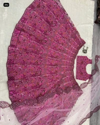 Soft Net Fabric Pink Lehenga For Bridal Sister - Mulberry, Free Size