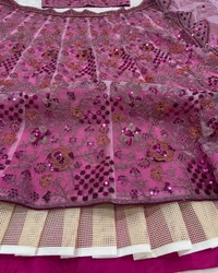 Soft Net Fabric Pink Lehenga For Bridal Sister - Mulberry, Free Size