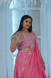Classic Lehenga Choli with Embroidery Work and Elegant Dupatta for Weddings - Brilliant Rose, L