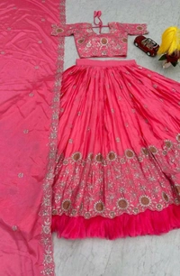Classic Lehenga Choli with Embroidery Work and Elegant Dupatta for Weddings - Cabaret, XL