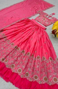 Classic Lehenga Choli with Embroidery Work and Elegant Dupatta for Weddings - Cabaret, XL