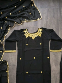 PARTY WEAR EMBROIDERY WORK TOP BOTTOM WITH DUPATTA BLACK - Black, XL