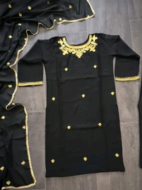PARTY WEAR EMBROIDERY WORK TOP BOTTOM WITH DUPATTA BLACK - Black, XL