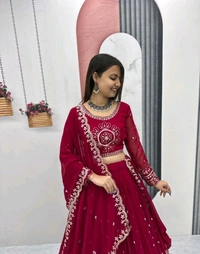 Heavy Fox Georgette* - Free Size, Bordeaux