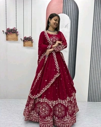 Heavy Fox Georgette* - Free Size, Bordeaux