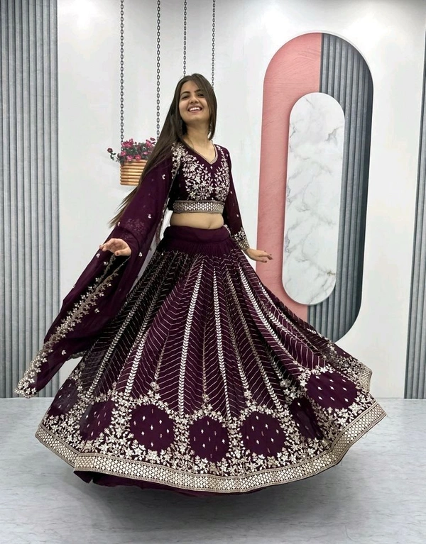 Heavy Fox Georgette* - Free Size, Wine Berry