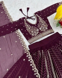 Heavy Fox Georgette* - Free Size, Wine Berry