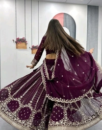 Heavy Fox Georgette* - Free Size, Wine Berry