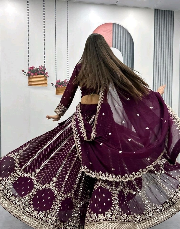 Heavy Fox Georgette* - Free Size, Wine Berry
