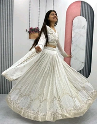 Heavy Fox Georgette* - Free Size, White