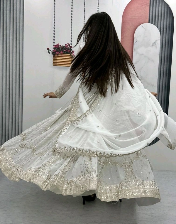 Heavy Fox Georgette* - Free Size, White