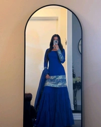 Royal blue sharara suit with dupatta - Klein Blue, L