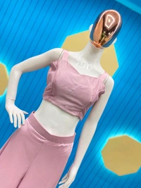 Designer Fancy Western Style Fiona Silk Cording Sequence Work Blazer/koti, Tube Choli With Circular Palazzo - Blossom, XL