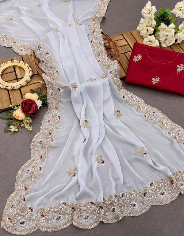 Party Wear Joya Silk Saree - Light Wisteria