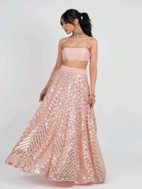 Women's Georgette Embroidered Lehenga Choli And Dupatta Set (Free Size) - Rose Fog, Free Size