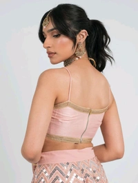 Women's Georgette Embroidered Lehenga Choli And Dupatta Set (Free Size) - Rose Fog, Free Size