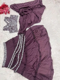 Women's Georgette Semi-Stitched Lehenga Choli Purple Free Size - Salt Box, Free Size