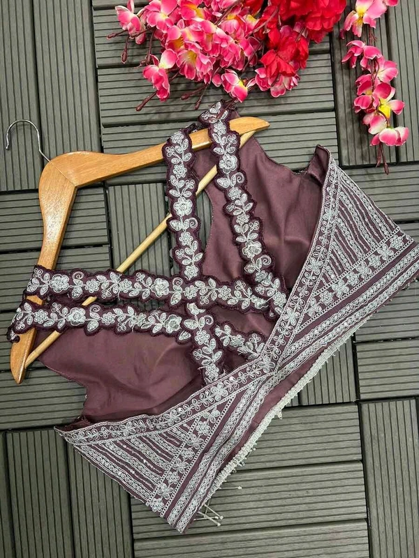 Women's Georgette Semi-Stitched Lehenga Choli Purple Free Size - Salt Box, Free Size