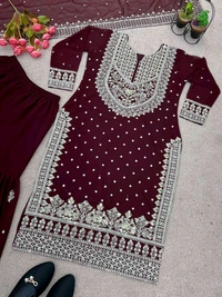 Decent Embroidery Sequence Work Black Color Sharara Suit - Temptress, L