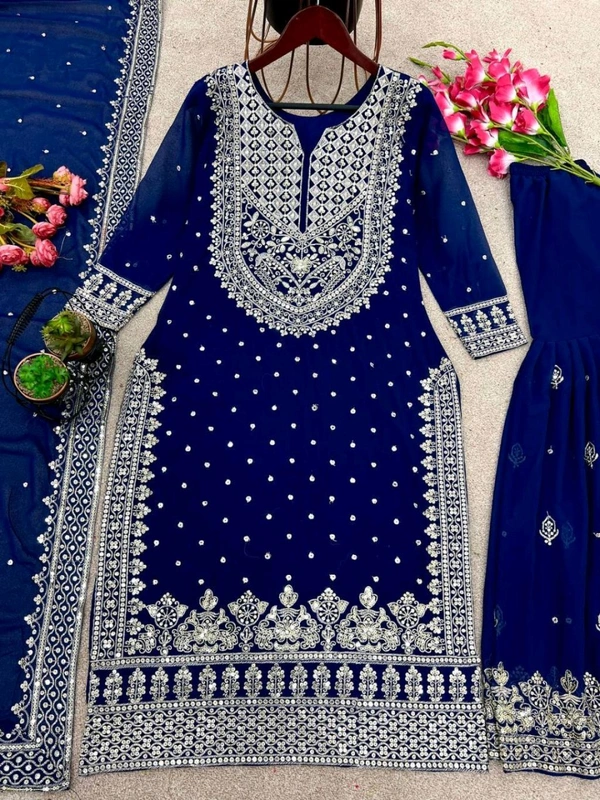 Decent Embroidery Sequence Work Black Color Sharara Suit - Stratos, L