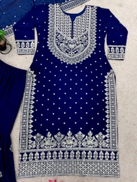 Decent Embroidery Sequence Work Black Color Sharara Suit - Stratos, L
