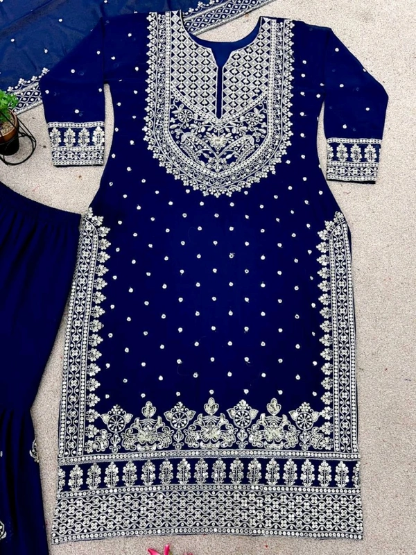 Decent Embroidery Sequence Work Black Color Sharara Suit - Stratos, L