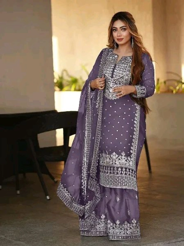 Decent Embroidery Sequence Work Black Color Sharara Suit - Kimberly, L