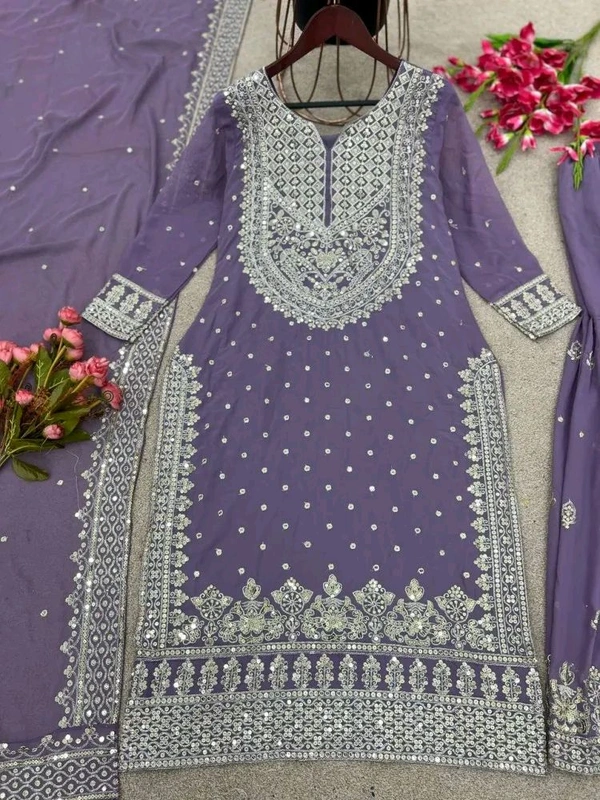 Decent Embroidery Sequence Work Black Color Sharara Suit - Kimberly, L