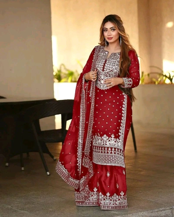 Decent Embroidery Sequence Work Black Color Sharara Suit - Monza, M