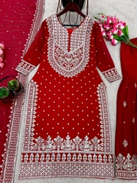 Decent Embroidery Sequence Work Black Color Sharara Suit - Monza, M