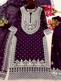 Decent Embroidery Sequence Work Black Color Sharara Suit - Revolver, XL