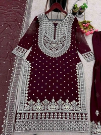 Decent Embroidery Sequence Work Black Color Sharara Suit - Temptress, XL