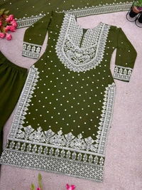 Decent Embroidery Sequence Work Black Color Sharara Suit - Woodland, XXL