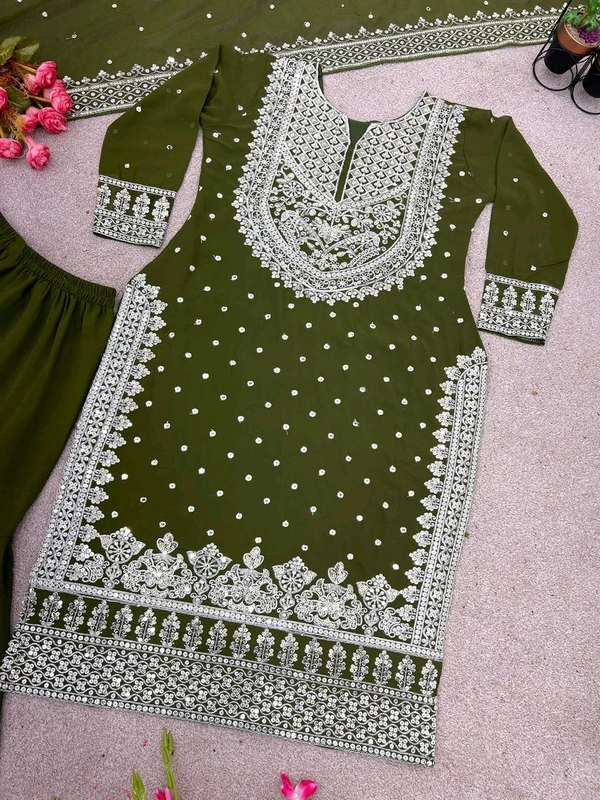 Decent Embroidery Sequence Work Black Color Sharara Suit - Woodland, XXL