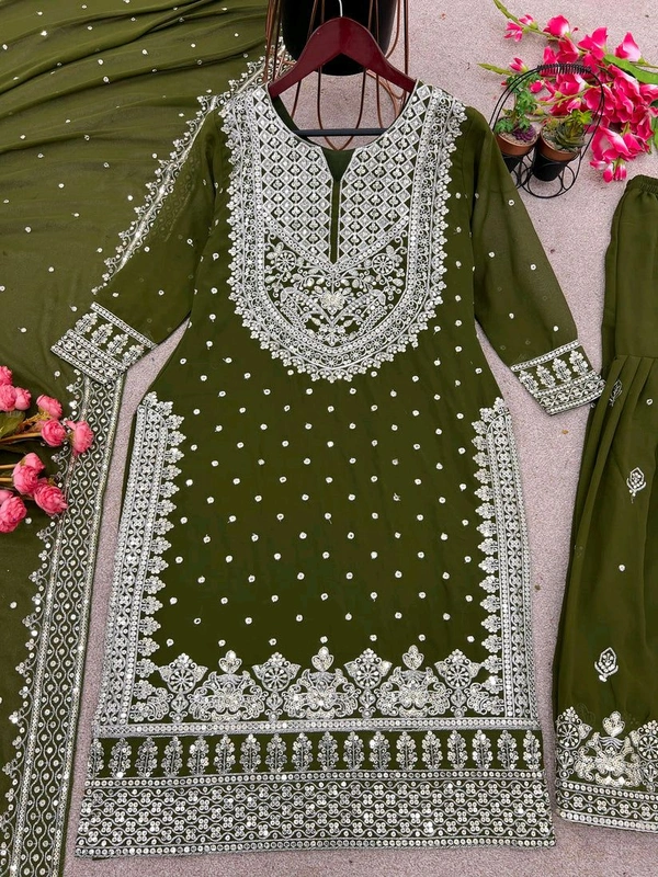 Decent Embroidery Sequence Work Black Color Sharara Suit - Woodland, XXL