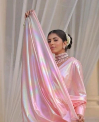 Metallic Glow Saree - Changing Colors at Every Curve - Tony's Pink, Free Size
