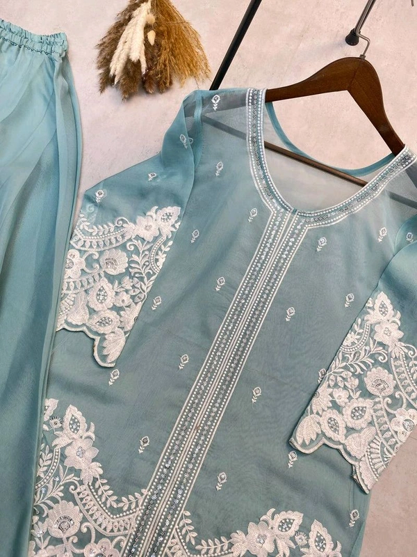 New Four Piece Indo-Western Outfit for the Trendy Wedding Season - Shadow Green, L
