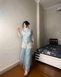 New Four Piece Indo-Western Outfit for the Trendy Wedding Season - Shadow Green, L